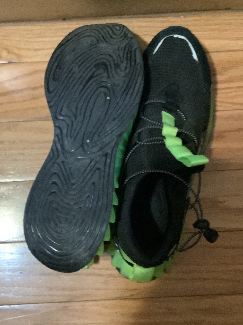 Black Sneakers with Neon Green Accents - Picture 3 of 5